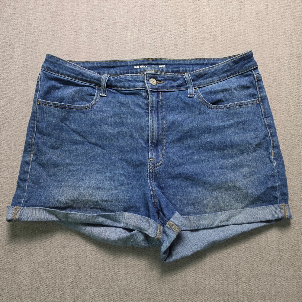 Old Navy Jean Shorts Women 16 Blue High-Rise Wow Cuffed Denim